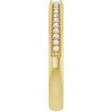 Milgrain diamond band in yellow gold, showing prong detail yellow gold variant--14K-yellow-gold
