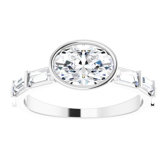 14K White 8x6 mm Oval .5CTW Natural Diamond Semi-Set Engagement Ring variant--Oval variant--14K-rose-gold variant--Diamond-Nat
