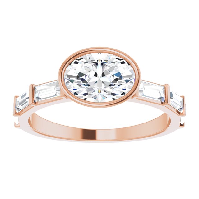 14K Rose 8x6 mm Oval .5CTW Natural Diamond Semi-Set Engagement Ring variant--Oval variant--14K-rose-gold variant--Diamond-Nat