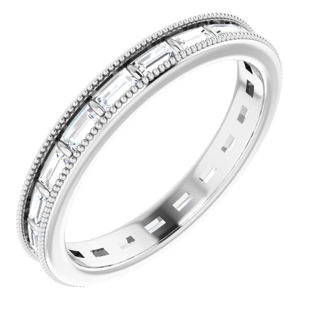 Milgrain diamond eternity band in 14K gold, full circle view