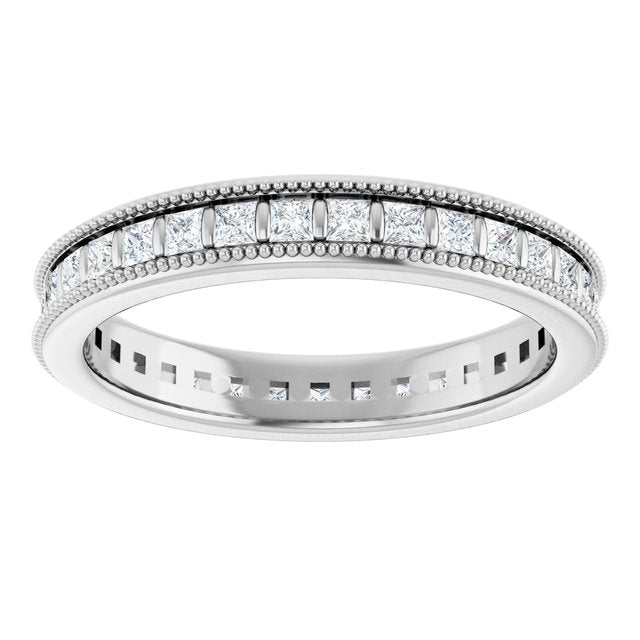 14K white gold Diamond Square Milgrain Diamond Eternity Band variant--Square variant--14K-yellow-gold variant--Diamond-Lab variant--Diamond-Nat