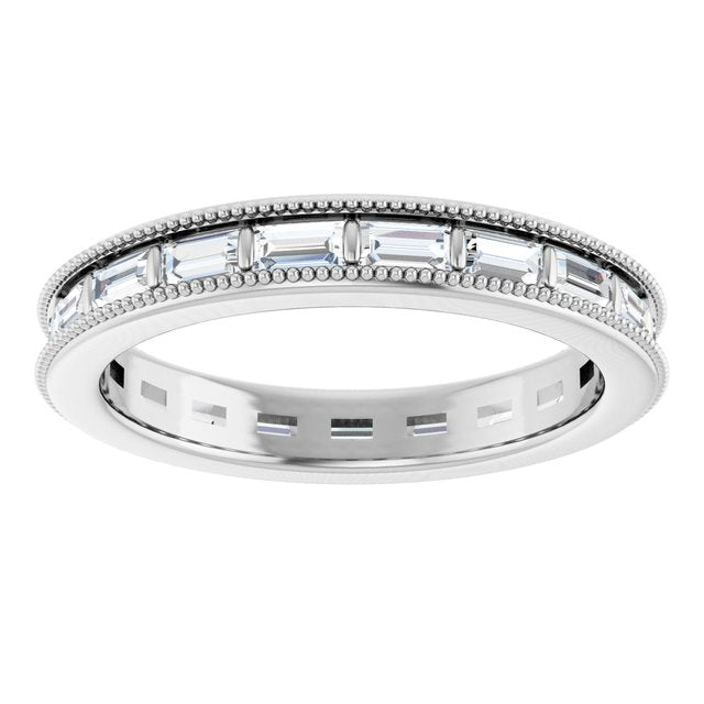 14K white gold Diamond Baguette Milgrain Diamond Eternity Band variant--Baguette variant--14K-yellow-gold variant--Diamond-Lab variant--Diamond-Nat