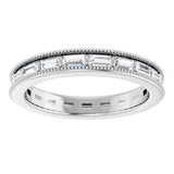 14K white gold Diamond Baguette Milgrain Diamond Eternity Band
