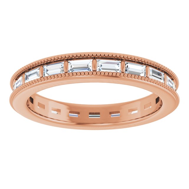 14K rose gold Diamond Baguette Milgrain Diamond Eternity Band variant--Round variant--14K-white-gold variant--Diamond-Lab variant--Diamond-Nat variant--Platinum