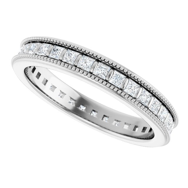 Milgrain square diamond eternity band in 14K gold variant--Square variant--14K-white-gold variant--Diamond-Lab variant--Diamond-Nat variant--Platinum