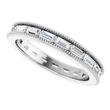 Milgrain diamond eternity band with baguette diamonds variant--Baguette variant--14K-white-gold variant--Diamond-Lab variant--Diamond-Nat variant--Platinum