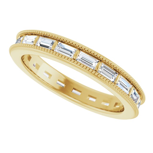 Milgrain baguette eternity band, alternate angle variant--Baguette variant--14K-yellow-gold variant--Diamond-Lab variant--Diamond-Nat