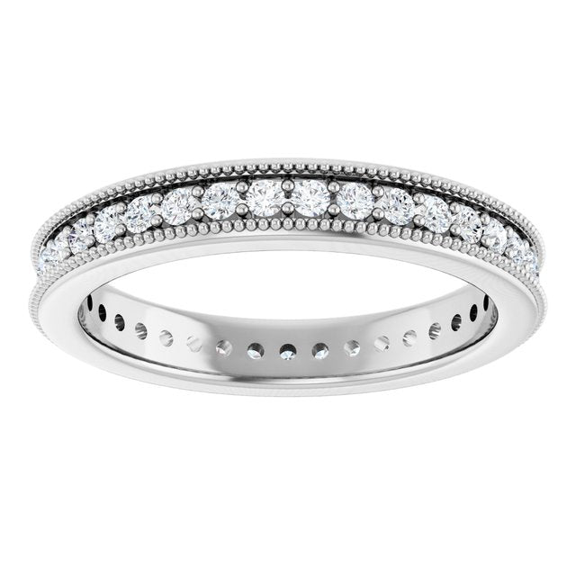 14K white gold Diamond Round Milgrain Diamond Eternity Band variant--Round variant--14K-yellow-gold variant--Diamond-Lab variant--Diamond-Nat
