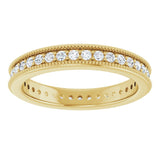 14K yellow gold Diamond Round Milgrain Diamond Eternity Band variant--Round variant--14K-rose-gold variant--Diamond-Lab variant--Diamond-Nat