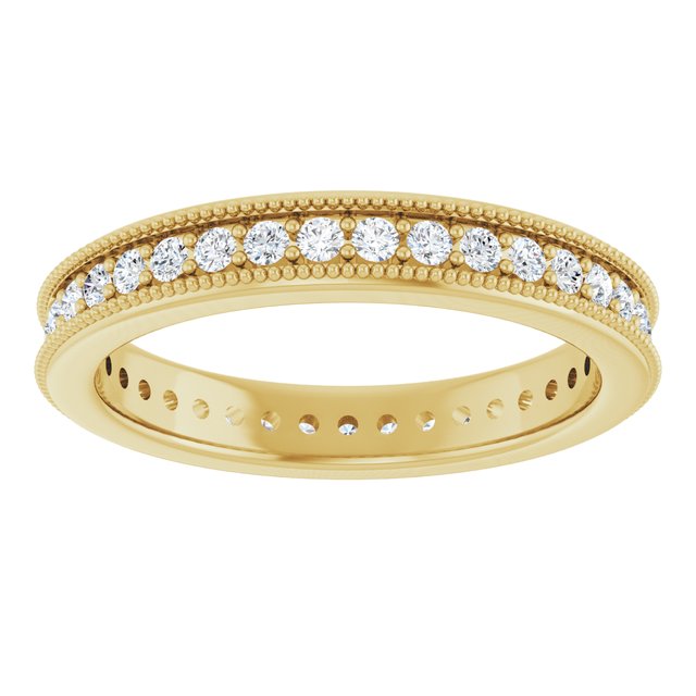 14K yellow gold Diamond Round Milgrain Diamond Eternity Band variant--Round variant--14K-rose-gold variant--Diamond-Lab variant--Diamond-Nat