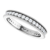 Milgrain round diamond eternity band in 14K gold variant--Round variant--14K-white-gold variant--Diamond-Lab variant--Diamond-Nat variant--Platinum