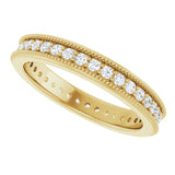 Milgrain round diamond eternity band, alternate angle variant--Round variant--14K-yellow-gold variant--Diamond-Lab variant--Diamond-Nat