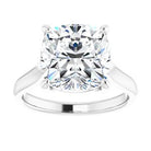 14K White 10 mm Cushion Solitaire Engagement Ring Mounting