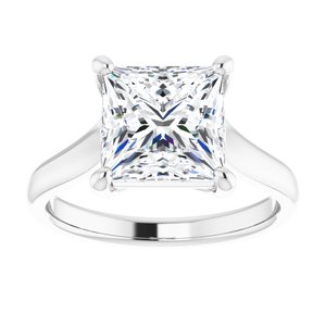 14K White 8 mm Square Solitaire Engagement Ring Mounting