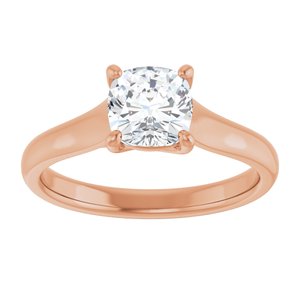 14K Rose 6 mm Cushion Solitaire Engagement Ring Mounting variant--Cushion variant--1CT variant--14K-yellow-gold