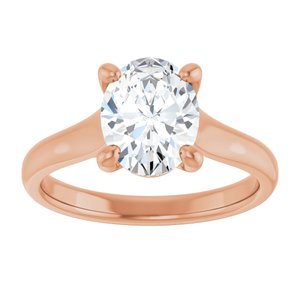 14K Rose 9x7 mm Oval Solitaire Engagement Ring Mounting