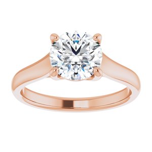 14K Rose 7.4 mm Round Solitaire Engagement Ring Mounting