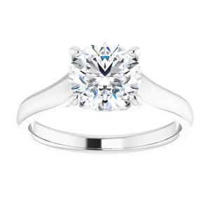 14K White 7.4 mm Round Solitaire Engagement Ring Mounting