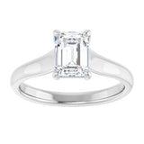 14K White 7x5 mm Emerald Solitaire Engagement Ring Mounting variant--Emerald variant--1CT variant--14K-white-gold
