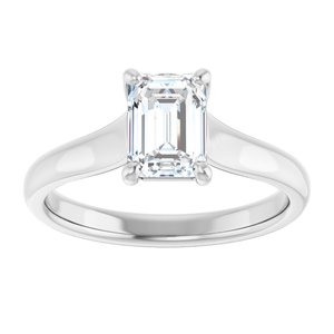 14K White 7x5 mm Emerald Solitaire Engagement Ring Mounting variant--Emerald variant--1CT variant--14K-white-gold