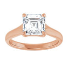 14K Rose 7 mm Asscher Solitaire Engagement Ring Mounting