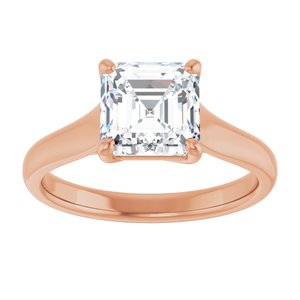 14K Rose 7 mm Asscher Solitaire Engagement Ring Mounting