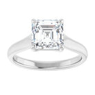 14K White 7 mm Asscher Solitaire Engagement Ring Mounting