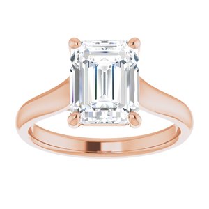 14K Rose 9x7 mm Emerald Solitaire Engagement Ring Mounting variant--Emerald variant--2CT variant--14K-rose-gold