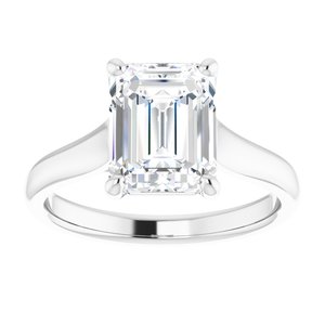 14K White 9x7 mm Emerald Solitaire Engagement Ring Mounting variant--Oval variant--1CT variant--14K-rose-gold