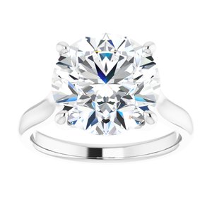 14K White 11 mm Round Solitaire Engagement Ring Mounting