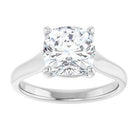 14K White 8 mm Cushion Solitaire Engagement Ring Mounting