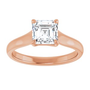 14K Rose 6 mm Asscher Solitaire Engagement Ring Mounting
