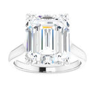 14K White 12x10 mm Emerald Solitaire Engagement Ring Mounting