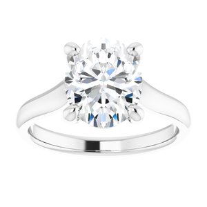 14K White 10x8 mm Oval Solitaire Engagement Ring Mounting