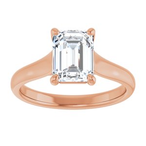 14K Rose 8x6 mm Emerald Solitaire Engagement Ring Mounting variant--Emerald variant--2CT variant--14K-white-gold