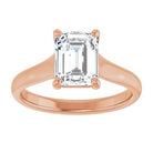 14K Rose 8x6 mm Emerald Solitaire Engagement Ring Mounting