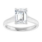 14K White 8x6 mm Emerald Solitaire Engagement Ring Mounting