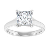 14K White 6.5 mm Square Solitaire Engagement Ring Mounting/2-CT.5CT variant--Square variant--1.5CT variant--14K-white-gold