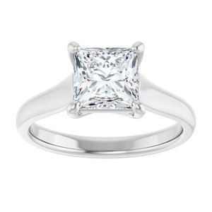 14K White 6.5 mm Square Solitaire Engagement Ring Mounting