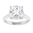14K White 9 mm Cushion Solitaire Engagement Ring Mounting