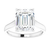 14K White 10x8 mm Emerald Solitaire Engagement Ring Mounting variant--Emerald variant--4CT variant--14K-white-gold