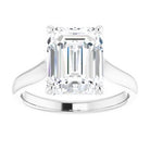 14K White 10x8 mm Emerald Solitaire Engagement Ring Mounting