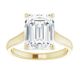 14K Yellow 10x8 mm Emerald Solitaire Engagement Ring Mounting