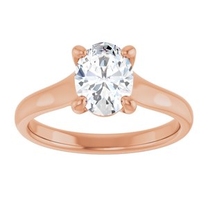14K Rose 8x6 mm Oval Solitaire Engagement Ring Mounting