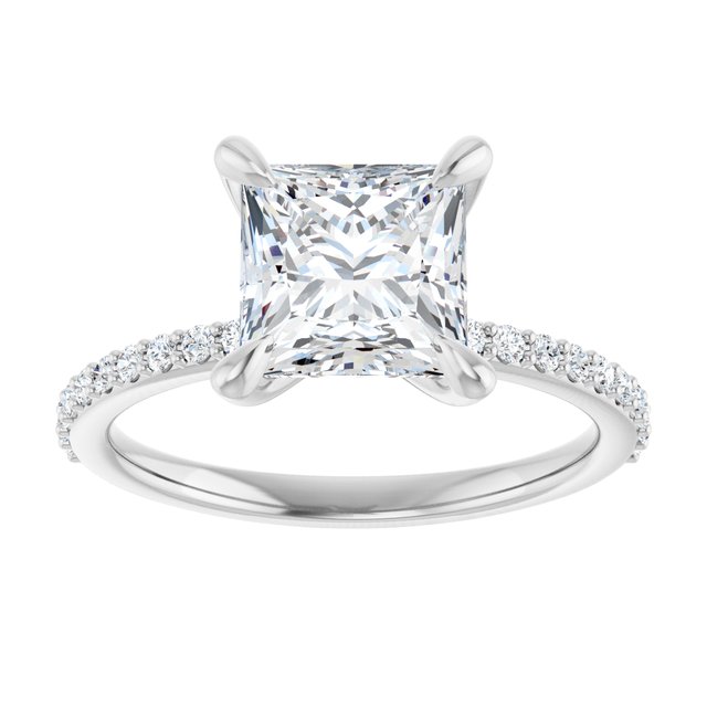 14K White 7 mm Square Engagement Ring Mounting variant--Square variant--2CT variant--14K-white-gold