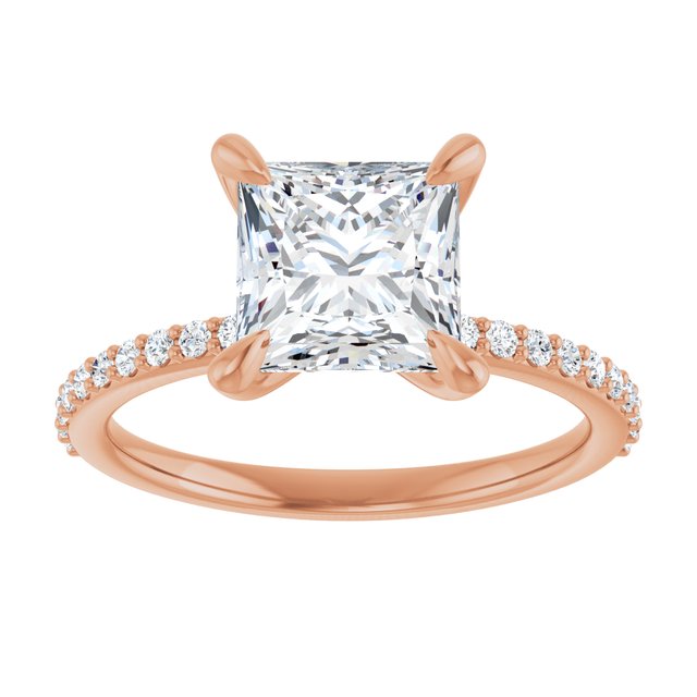 14K Rose 7 mm Square Engagement Ring Mounting variant--Square variant--2CT variant--14K-rose-gold