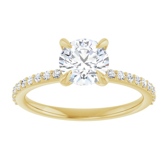 14K Yellow 6.5 mm Round Engagement Ring Mounting variant--Round variant--1CT variant--14K-yellow-gold