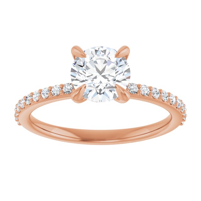 14K Rose 6.5 mm Round Engagement Ring Mounting variant--Round variant--1CT variant--14K-rose-gold