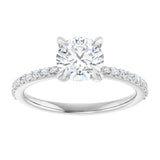 14K White 6.5 mm Round Engagement Ring Mounting variant--Round variant--1CT variant--14K-white-gold