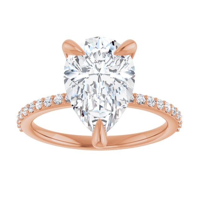 14K Rose 12x8 mm Pear Engagement Ring Mounting variant--Pear variant--3CT variant--14K-rose-gold